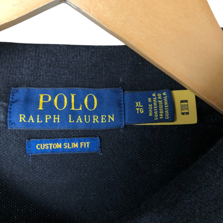 Ralph Lauren POLO RALPH LAUREN CUSTOM SLIM FIT short sleeve polo shirt men's XL equivalent cotton black type Vintage Second Hand