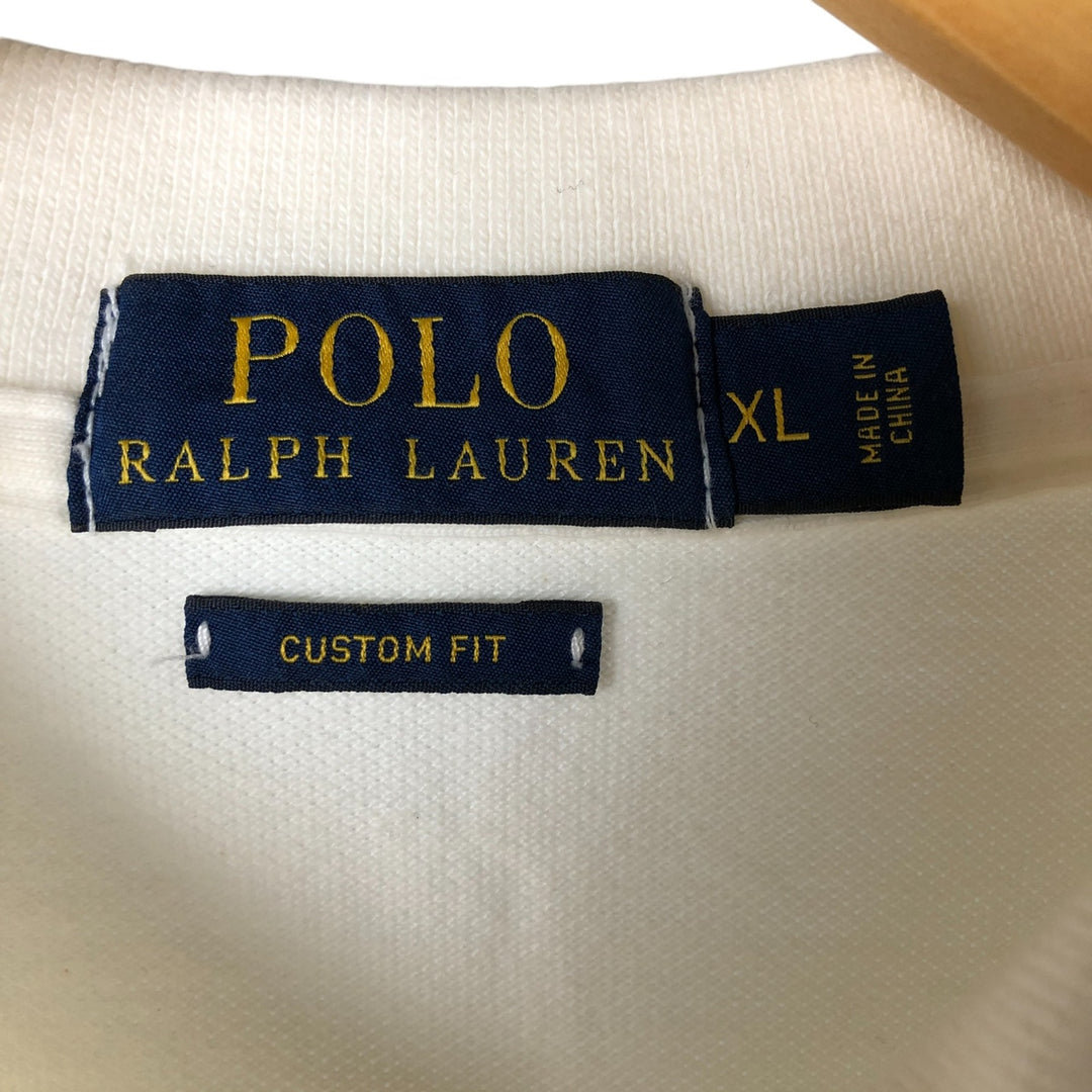 Ralph Lauren POLO by Ralph Lauren CUSTOM FIT short sleeve polo shirt, men's XL size cotton pale white type Vintage Second Hand