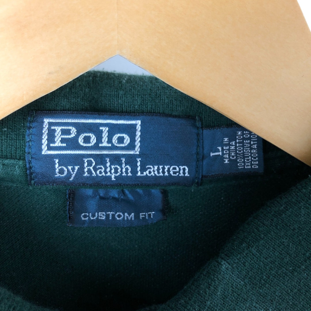 Ralph Lauren POLO by Ralph Lauren CUSTOM FIT short sleeve polo shirt, men's size L cotton green type Vintage Second Hand