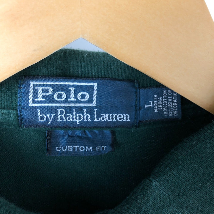 Ralph Lauren POLO by Ralph Lauren CUSTOM FIT short sleeve polo shirt, men's size L cotton green type Vintage Second Hand
