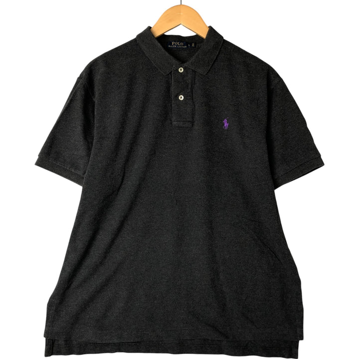 Ralph Lauren POLO RALPH LAUREN short sleeve polo shirt men's size L cotton Charcoal Vintage Second Hand