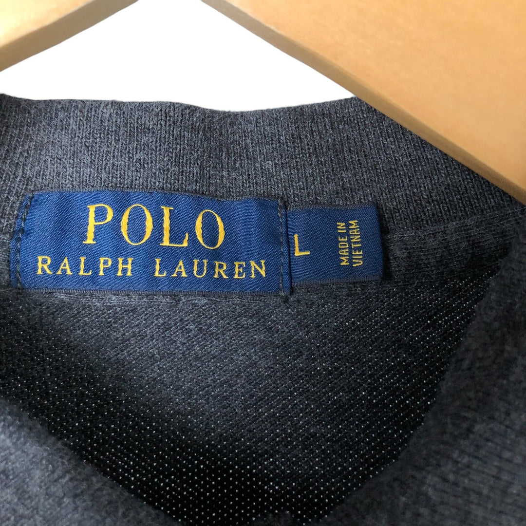Ralph Lauren POLO RALPH LAUREN short sleeve polo shirt men's size L cotton Charcoal Vintage Second Hand