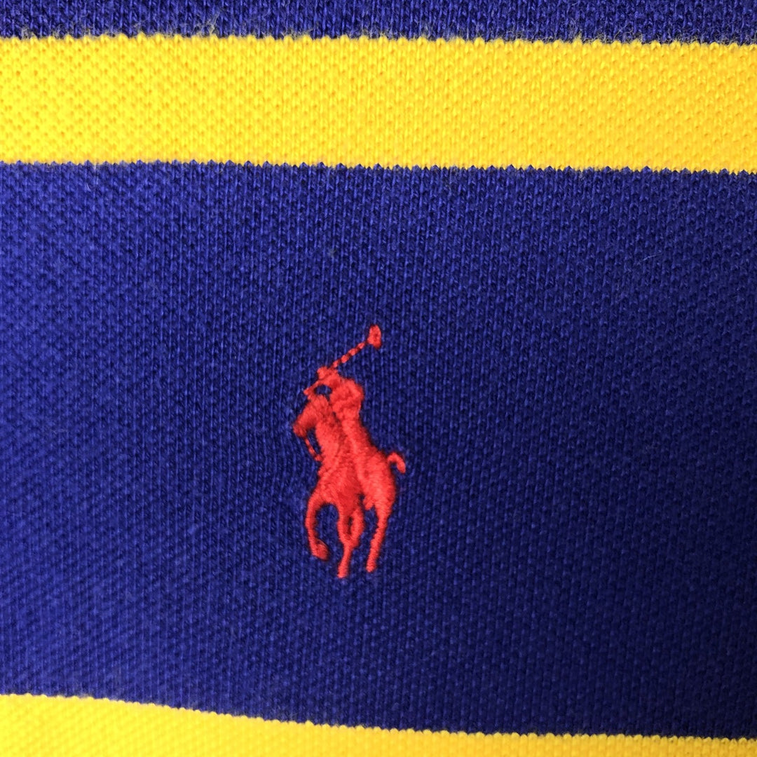 Ralph Lauren POLO RALPH LAUREN CUSTOM FIT short sleeve striped polo shirt men's size L cotton Purple type blue-purple Vintage Second Hand