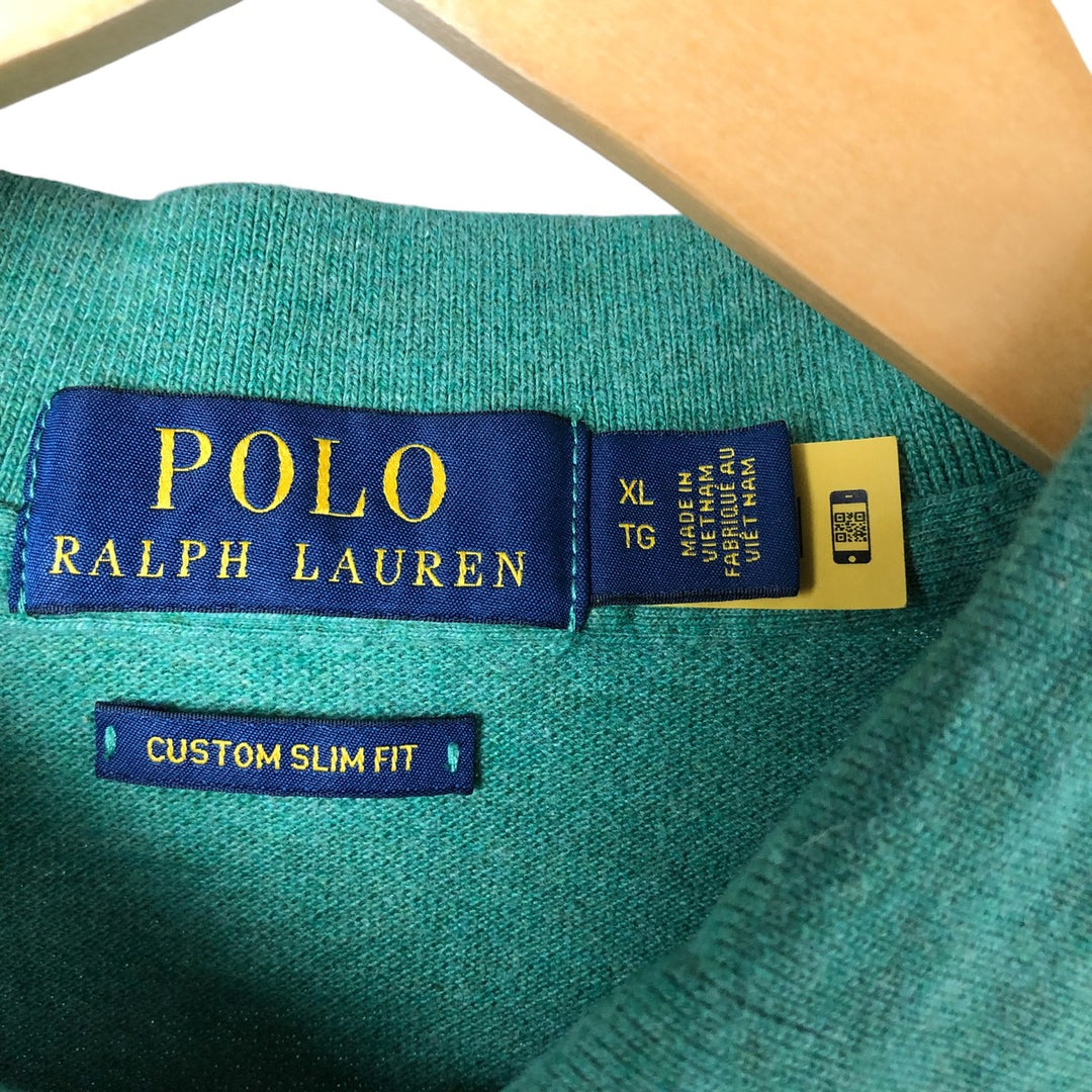 Ralph Lauren POLO RALPH LAUREN CUSTOM SLIM FIT short sleeve polo shirt men's XL equivalent cotton green type yellow green Vintage Second Hand