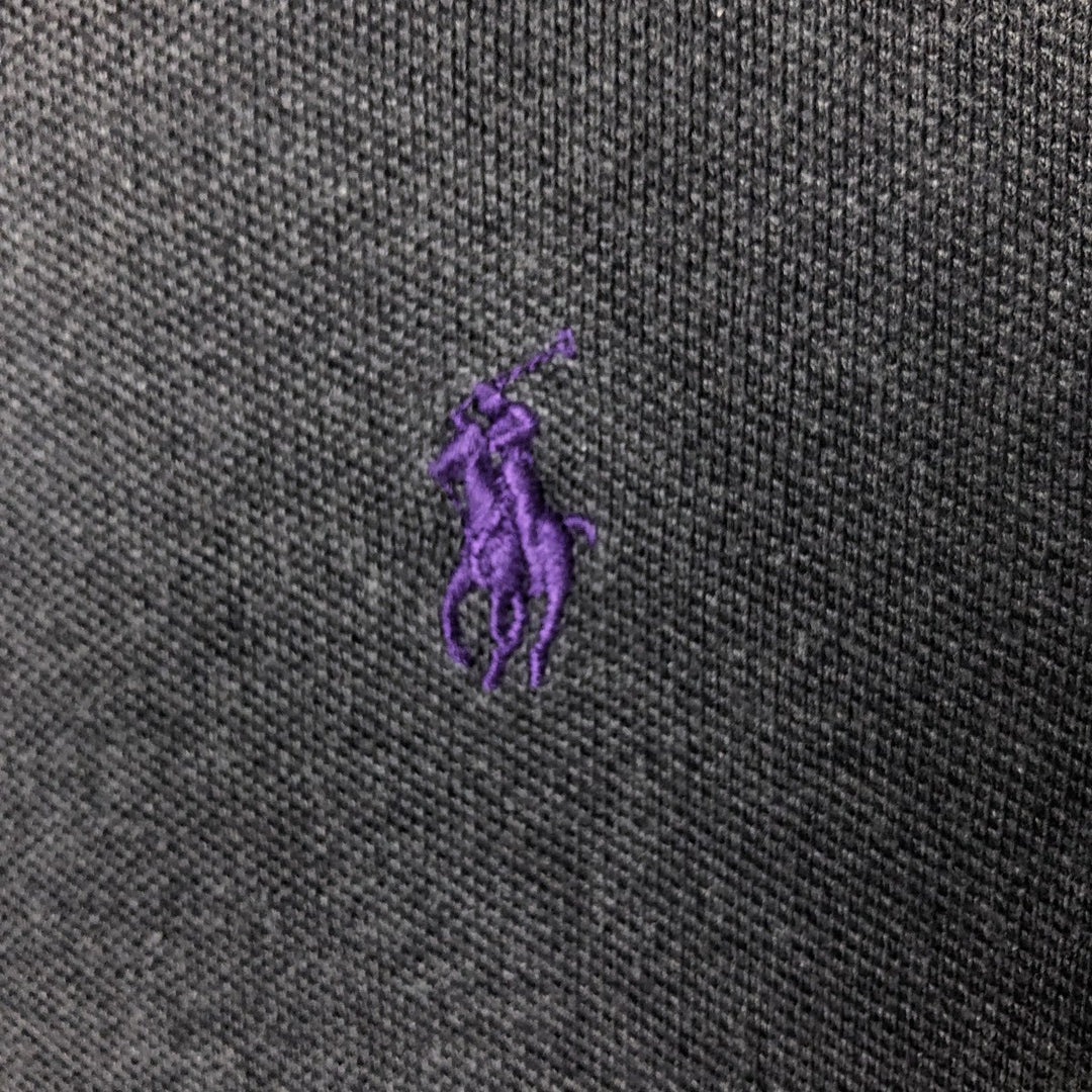 Ralph Lauren POLO RALPH LAUREN CUSTOM SLIM FIT short sleeve polo shirt, men's size L cotton gray type Vintage Second Hand