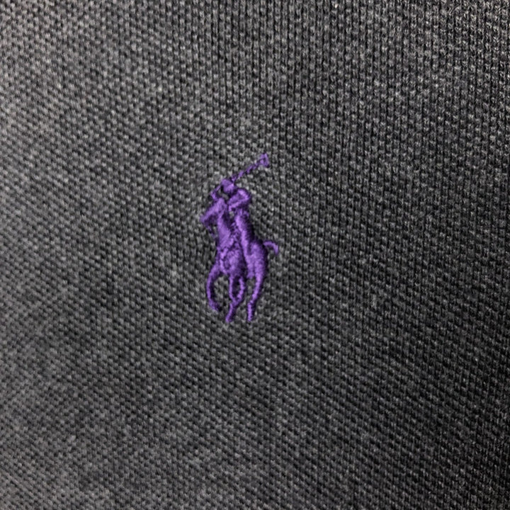 Ralph Lauren POLO RALPH LAUREN CUSTOM SLIM FIT short sleeve polo shirt, men's size L cotton gray type Vintage Second Hand