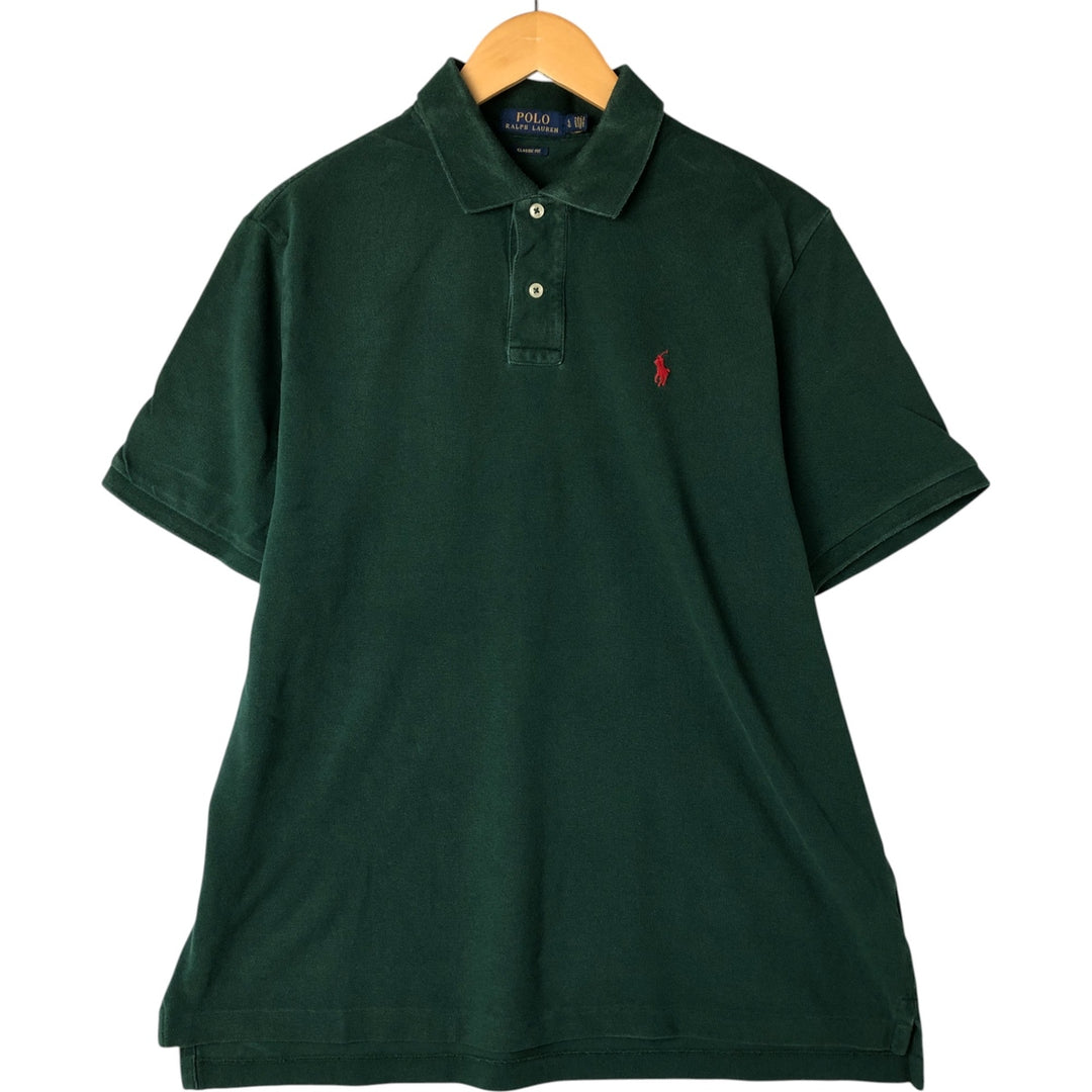 Ralph Lauren POLO RALPH LAUREN CLASSIC FIT short sleeve polo shirt for men size L cotton Green type dark green Vintage Second Hand
