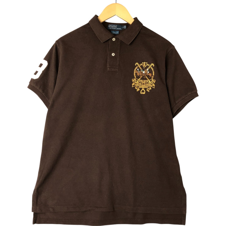 Ralph Lauren POLO by Ralph Lauren CUSTOM FIT short sleeve polo shirt, men's size L cotton brown type Vintage Second Hand