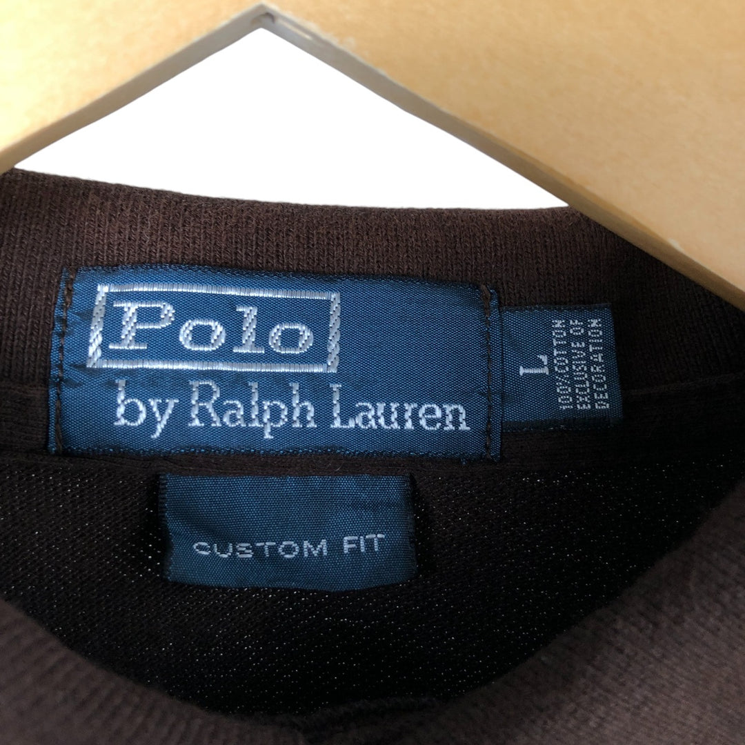 Ralph Lauren POLO by Ralph Lauren CUSTOM FIT short sleeve polo shirt, men's size L cotton brown type Vintage Second Hand