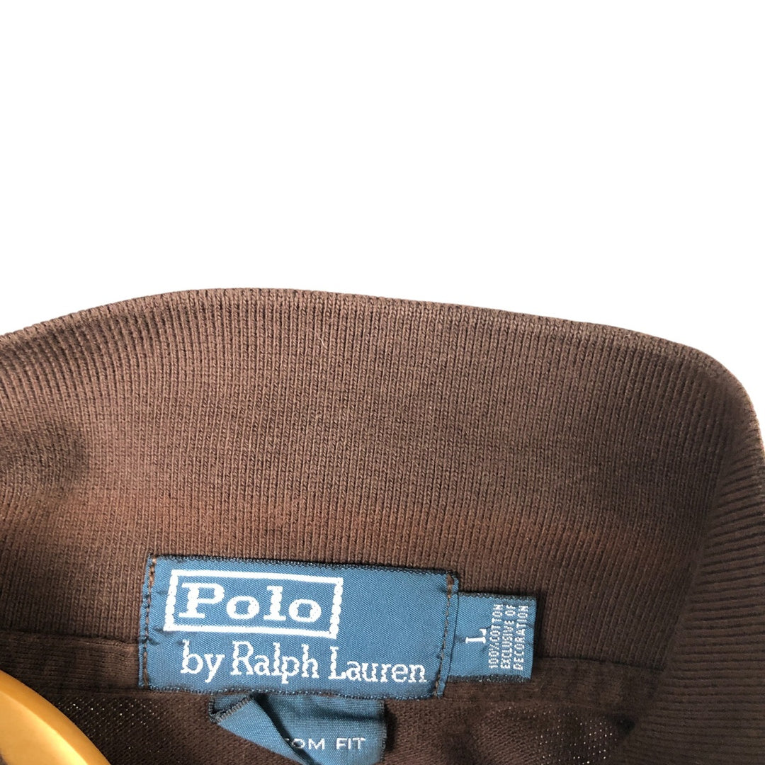 Ralph Lauren POLO by Ralph Lauren CUSTOM FIT short sleeve polo shirt, men's size L cotton brown type Vintage Second Hand
