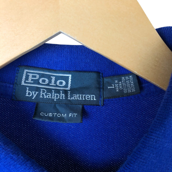Ralph Lauren POLO by Ralph Lauren CUSTOM FIT short sleeve polo shirt, men's size L cotton blue type Vintage Second Hand