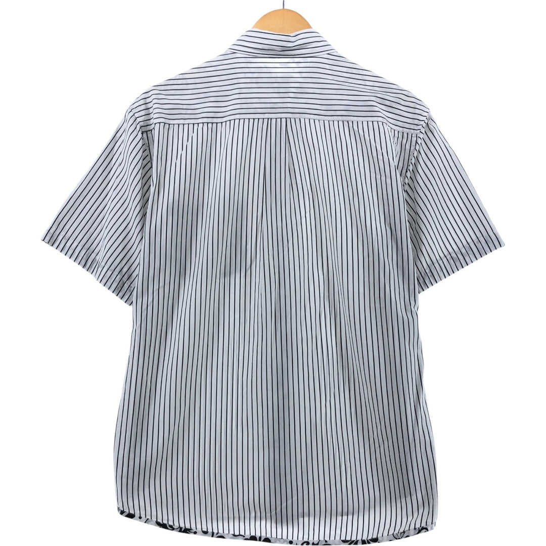 STUSSY Short Sleeve Cotton Striped Shirt Men's Size L cotton white type Vintage Second Hand