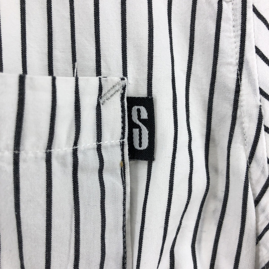 STUSSY Short Sleeve Cotton Striped Shirt Men's Size L cotton white type Vintage Second Hand