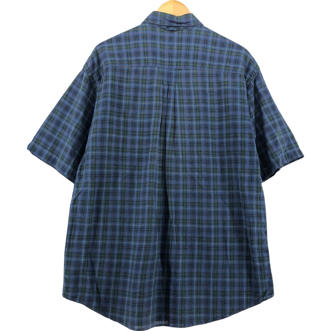 90'S Timberland WEATHERGEAR short sleeve linen button down shirt, men's size M, vintage linen blue type Vintage Second Hand