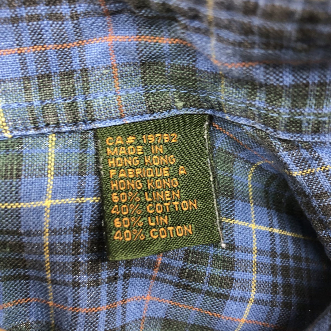 90'S Timberland WEATHERGEAR short sleeve linen button down shirt, men's size M, vintage linen blue type Vintage Second Hand