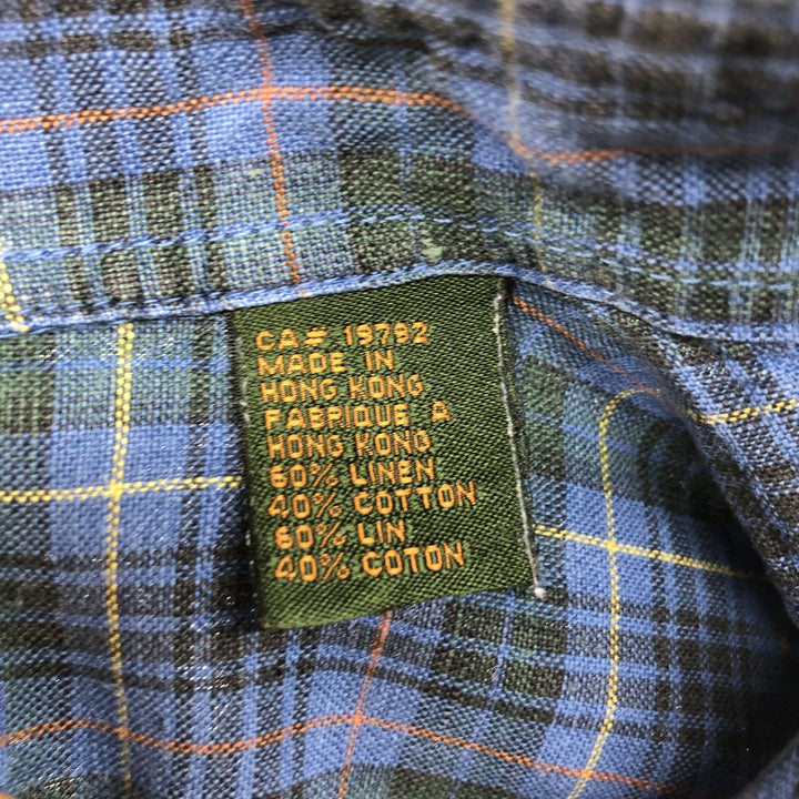 90'S Timberland WEATHERGEAR short sleeve linen button down shirt, men's size M, vintage linen blue type Vintage Second Hand