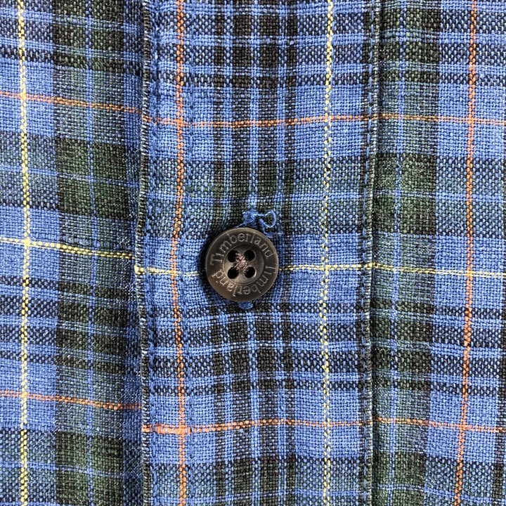 90'S Timberland WEATHERGEAR short sleeve linen button down shirt, men's size M, vintage linen blue type Vintage Second Hand