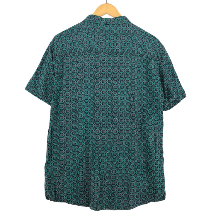 STUSSY LAGUNA BEACH all-over print short-sleeved shirt, men's size M unclear green type Vintage Second Hand