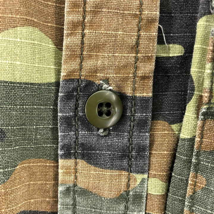 STUSSY Camouflage Pattern Ripstop Short Sleeve Cotton Shirt, Men's M cotton Khaki type Vintage Second Hand