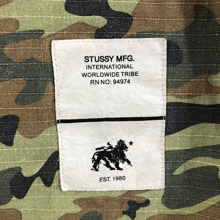 STUSSY Camouflage Pattern Ripstop Short Sleeve Cotton Shirt, Men's M cotton Khaki type Vintage Second Hand