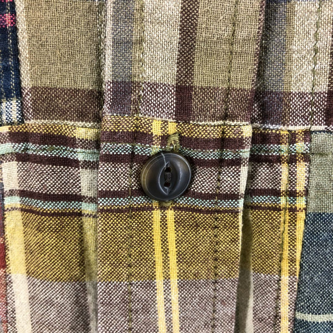 ORVIS patchwork short sleeve button down check shirt, men's size M cotton brown type Vintage Second Hand