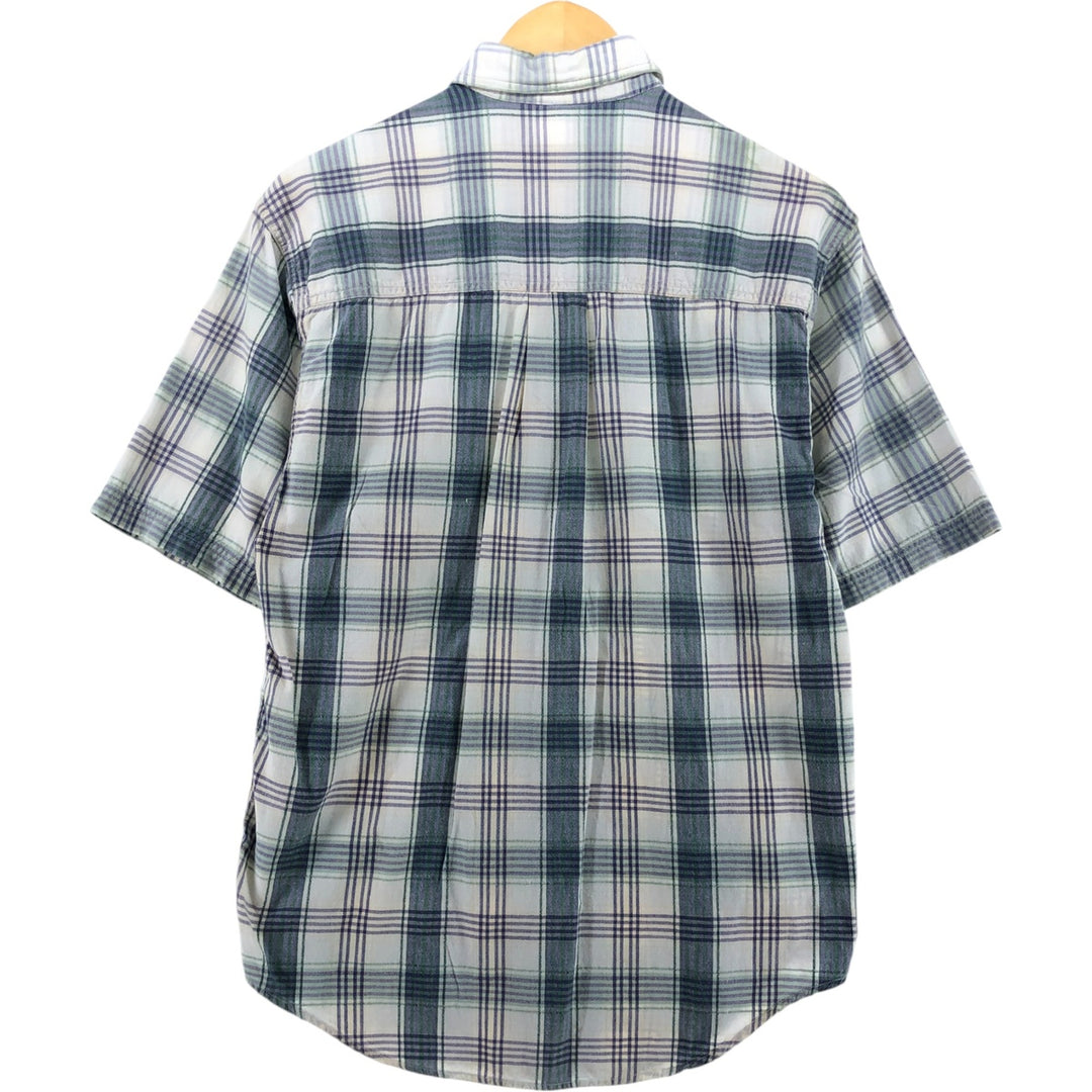80s-90'S Eddie Bauer Black Tag Short Sleeve Cotton Check Shirt Men's S Size Vintage cotton Beige type Vintage Second Hand