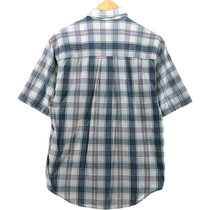 80s-90'S Eddie Bauer Black Tag Short Sleeve Cotton Check Shirt Men's S Size Vintage cotton Beige type Vintage Second Hand