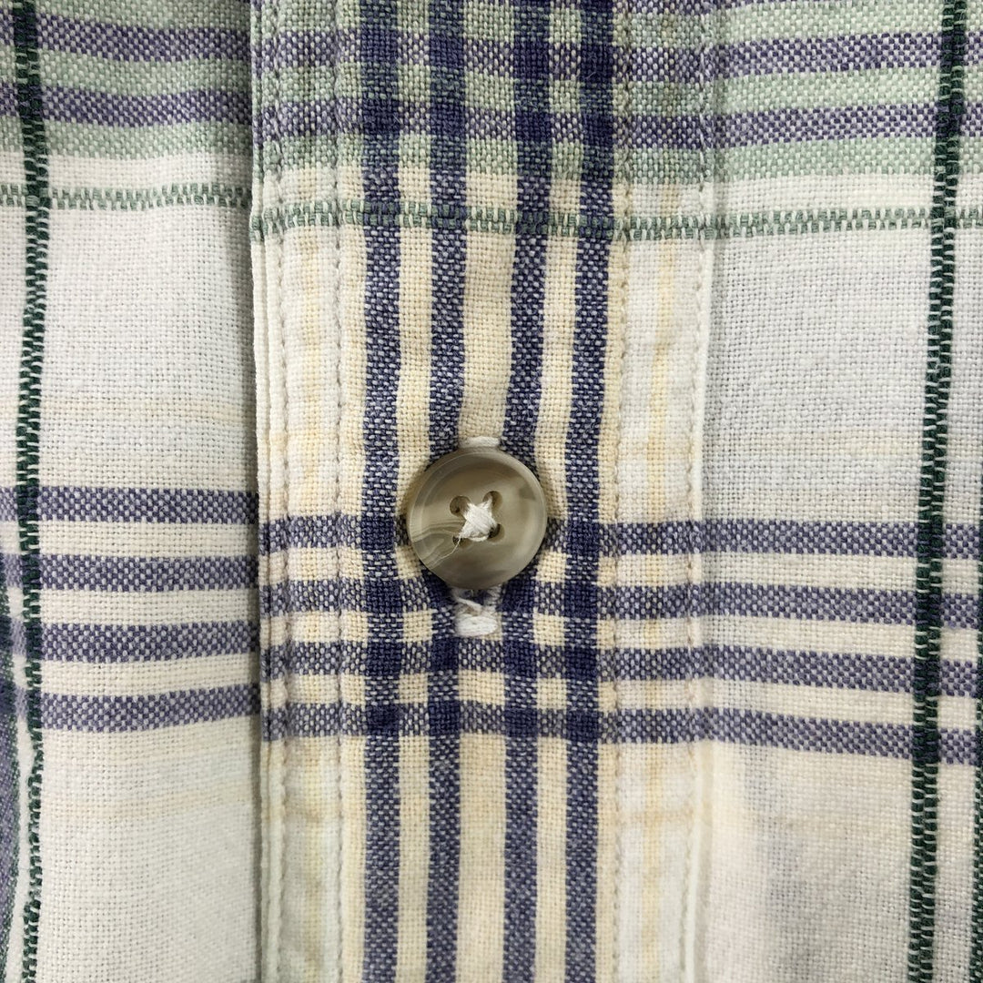80s-90'S Eddie Bauer Black Tag Short Sleeve Cotton Check Shirt Men's S Size Vintage cotton Beige type Vintage Second Hand