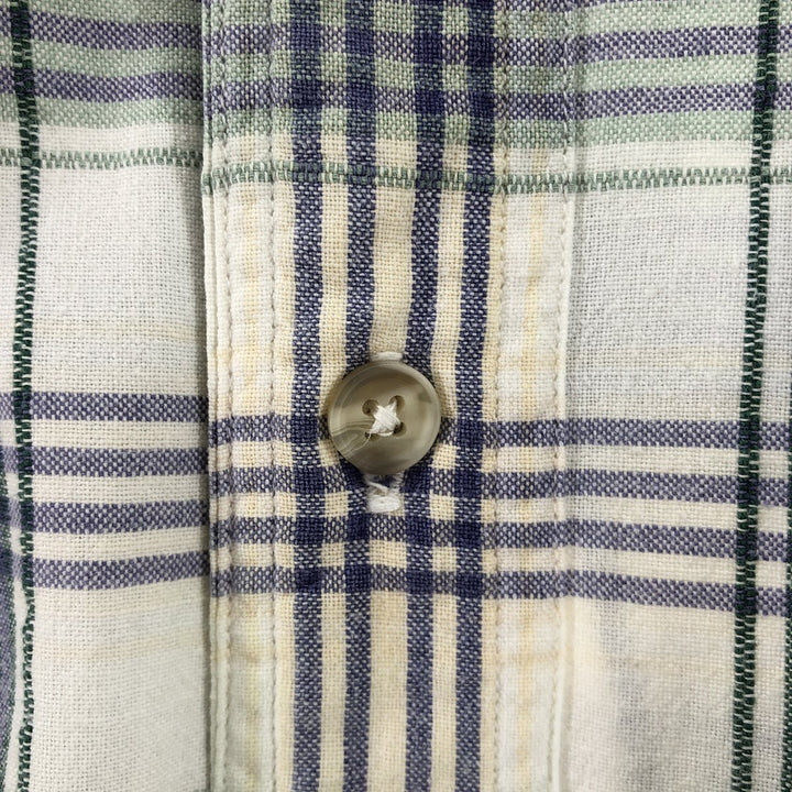 80s-90'S Eddie Bauer Black Tag Short Sleeve Cotton Check Shirt Men's S Size Vintage cotton Beige type Vintage Second Hand