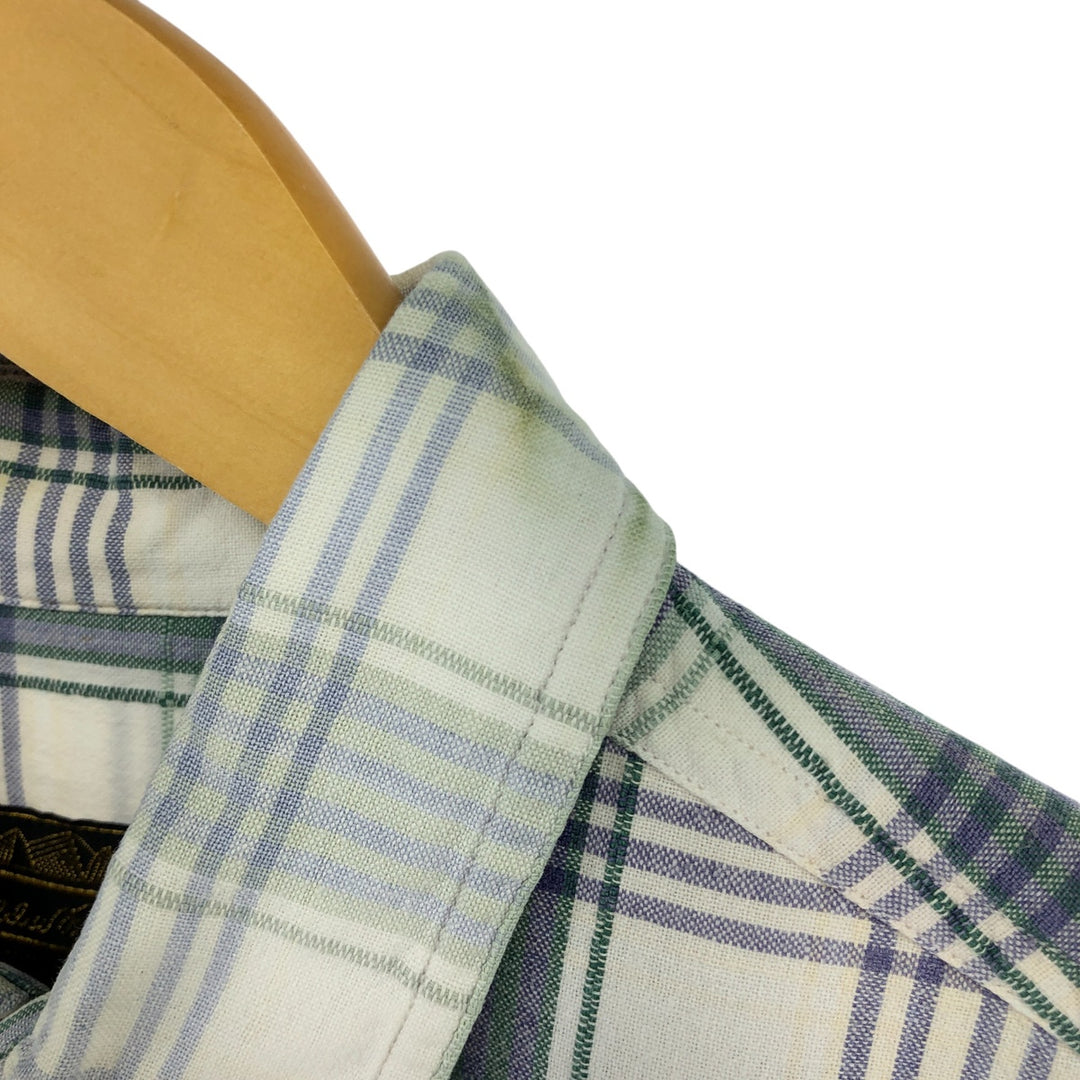 80s-90'S Eddie Bauer Black Tag Short Sleeve Cotton Check Shirt Men's S Size Vintage cotton Beige type Vintage Second Hand