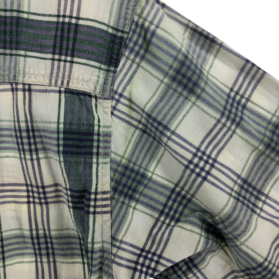 80s-90'S Eddie Bauer Black Tag Short Sleeve Cotton Check Shirt Men's S Size Vintage cotton Beige type Vintage Second Hand