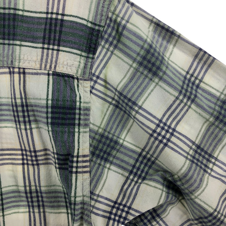 80s-90'S Eddie Bauer Black Tag Short Sleeve Cotton Check Shirt Men's S Size Vintage cotton Beige type Vintage Second Hand