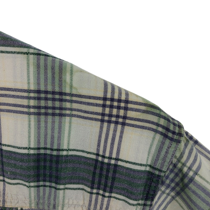80s-90'S Eddie Bauer Black Tag Short Sleeve Cotton Check Shirt Men's S Size Vintage cotton Beige type Vintage Second Hand