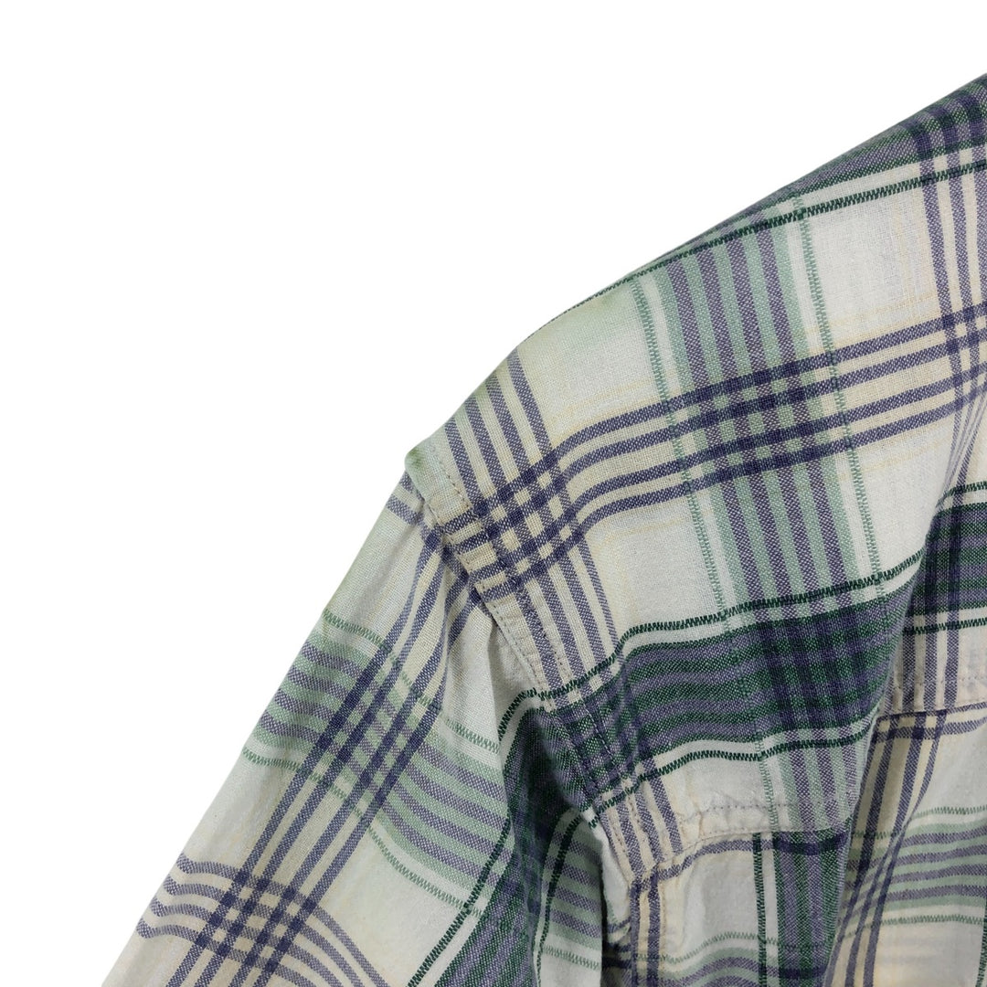 80s-90'S Eddie Bauer Black Tag Short Sleeve Cotton Check Shirt Men's S Size Vintage cotton Beige type Vintage Second Hand