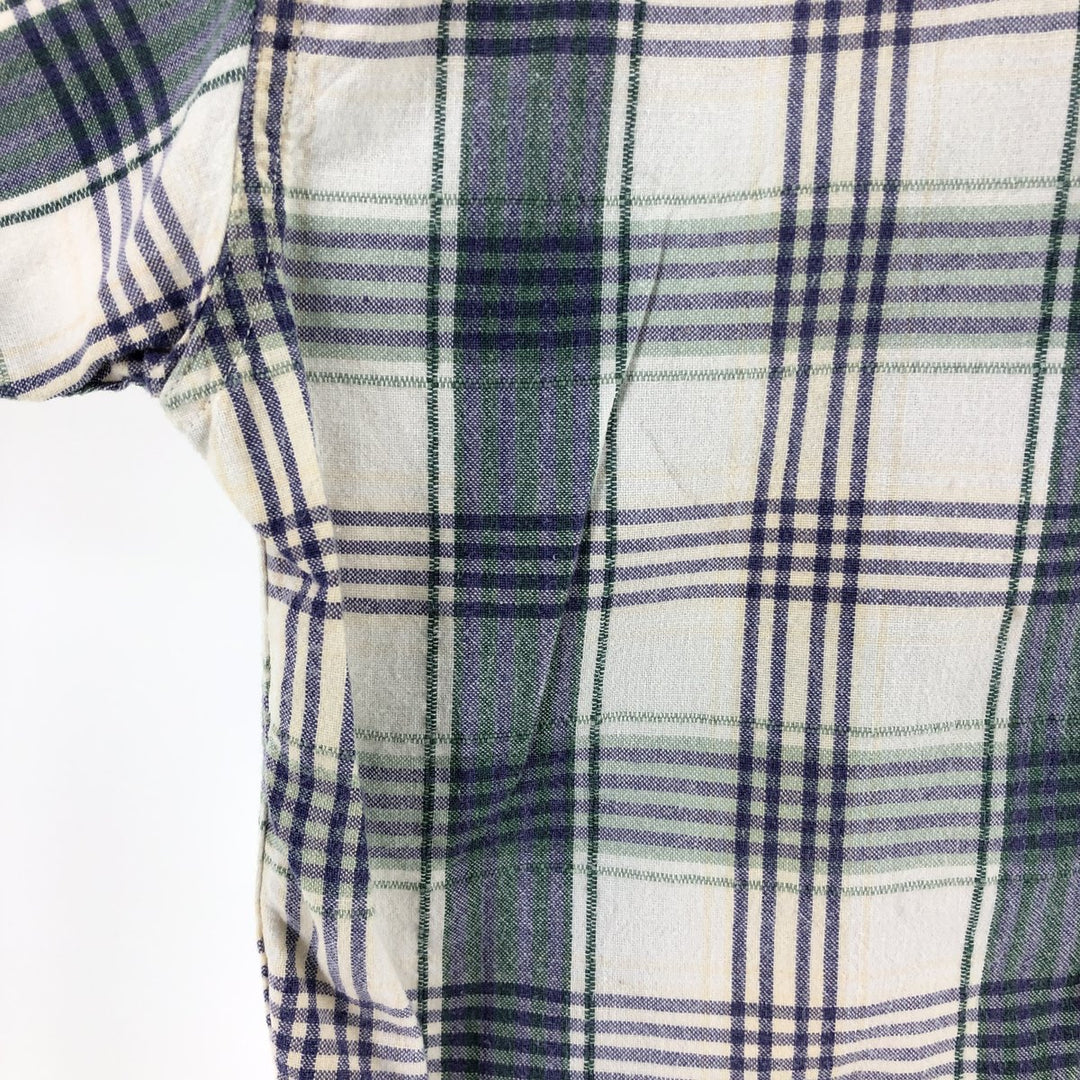 80s-90'S Eddie Bauer Black Tag Short Sleeve Cotton Check Shirt Men's S Size Vintage cotton Beige type Vintage Second Hand