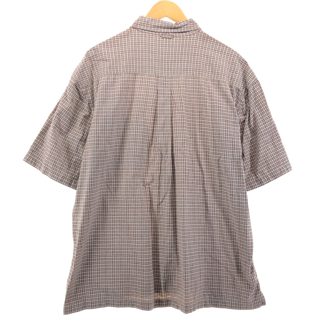 90s~00'S Timberland short sleeve button down check shirt box shirt men's XL size vintage cotton Beige type Vintage Second Hand