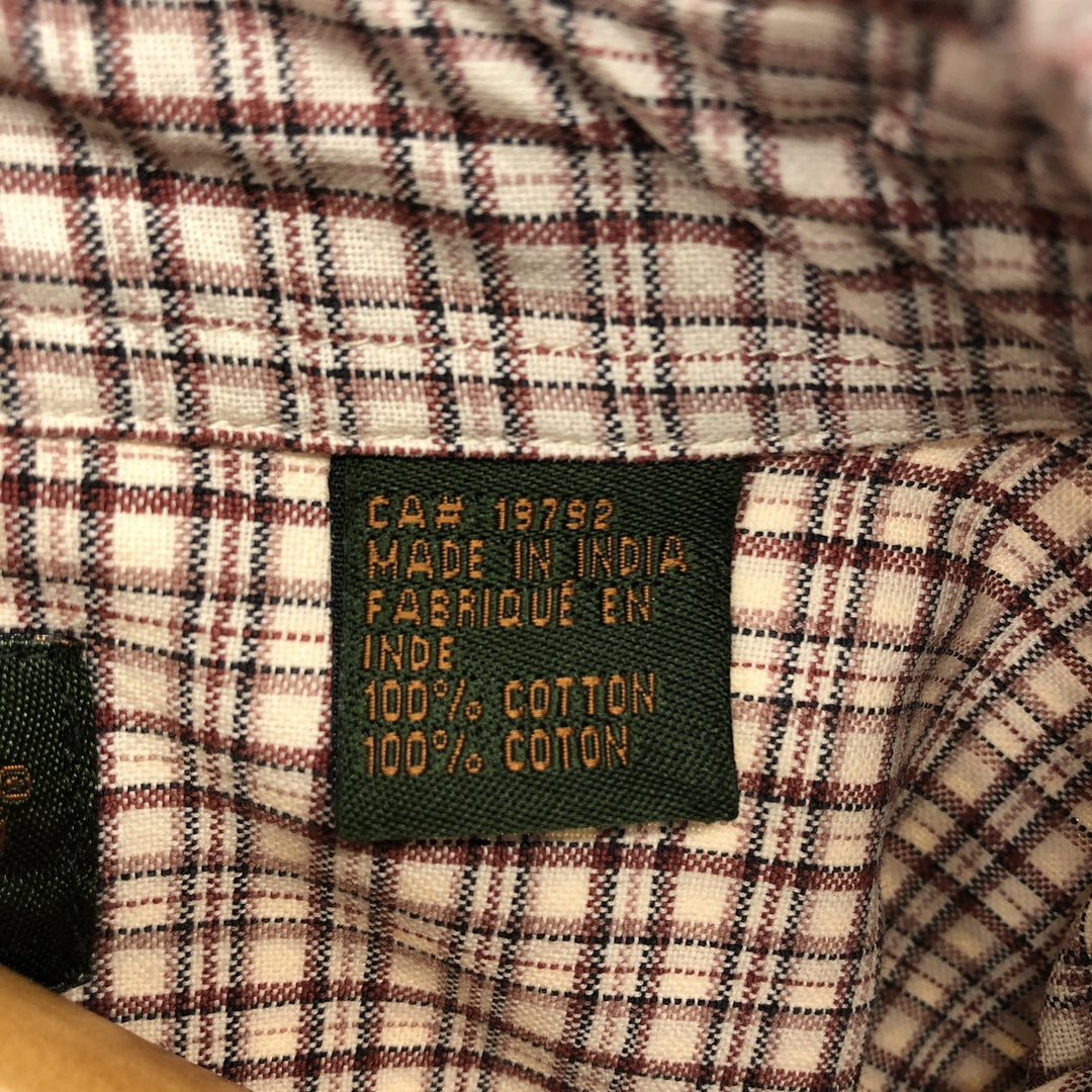 90s~00'S Timberland short sleeve button down check shirt box shirt men's XL size vintage cotton Beige type Vintage Second Hand