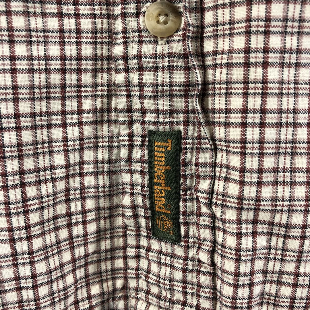 90s~00'S Timberland short sleeve button down check shirt box shirt men's XL size vintage cotton Beige type Vintage Second Hand