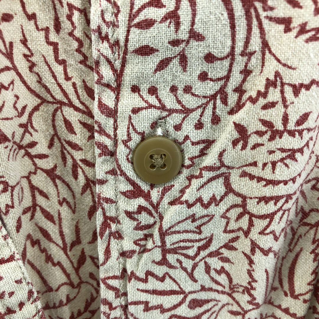 90'S NAUTICA all-over print short-sleeve cotton shirt, box shirt, men's size L, vintage cotton Beige type Vintage Second Hand