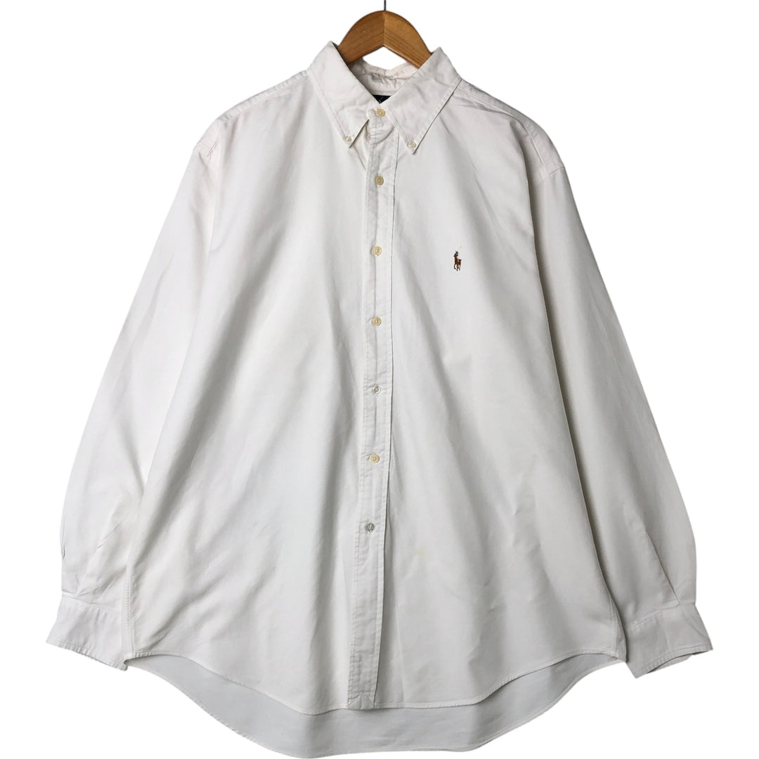 Ralph Lauren YARMOUTH long sleeve button down shirt, men's size L cotton white type Vintage Second Hand