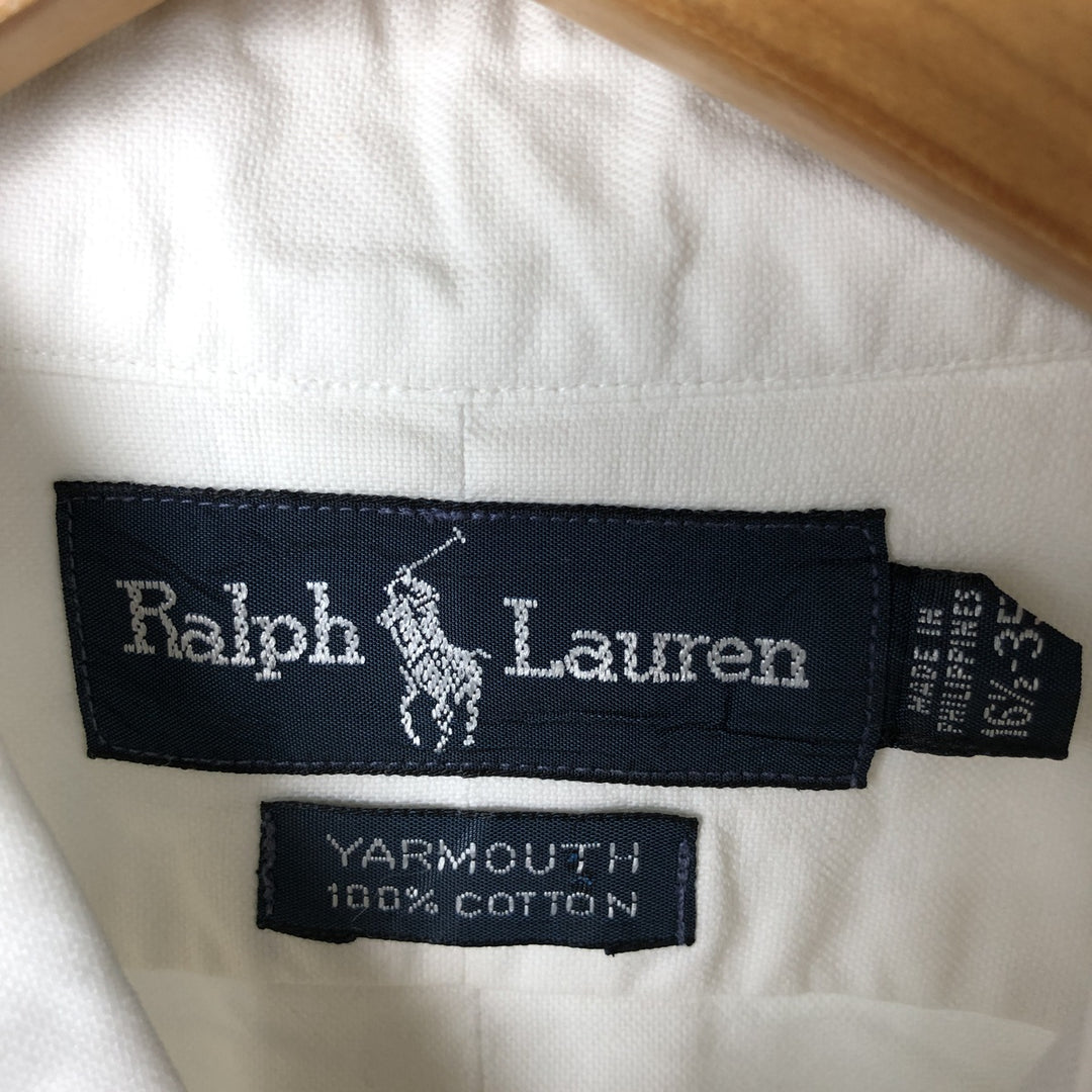 Ralph Lauren YARMOUTH long sleeve button down shirt, men's size L cotton white type Vintage Second Hand