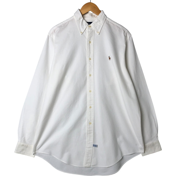 Ralph Lauren long sleeve button down shirt, men's size L cotton white type Vintage Second Hand