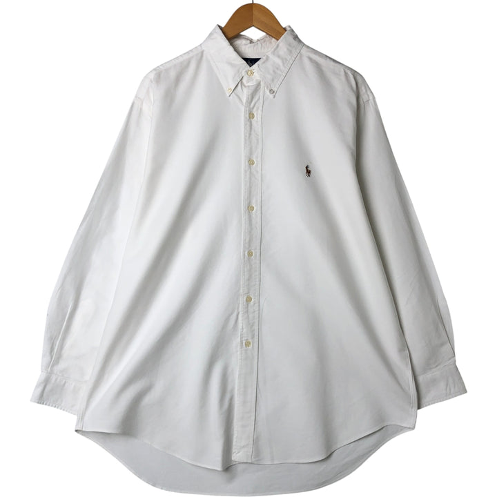 Ralph Lauren YARMOUTH long sleeve button down shirt, men's size L cotton white type Vintage Second Hand