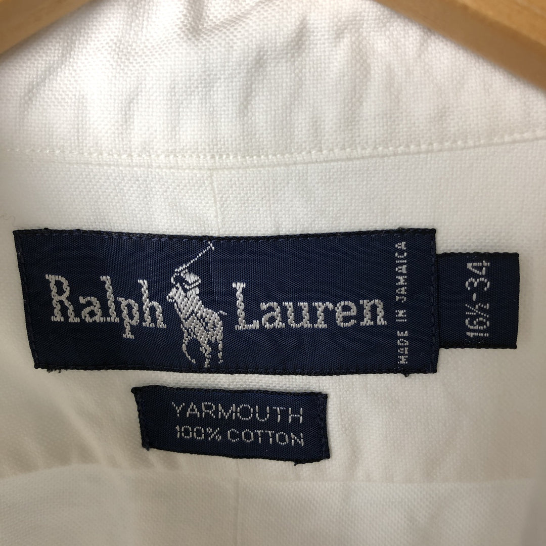 Ralph Lauren YARMOUTH long sleeve button down shirt, men's size L cotton white type Vintage Second Hand