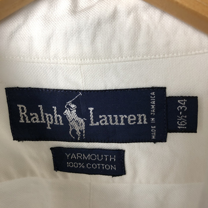 Ralph Lauren YARMOUTH long sleeve button down shirt, men's size L cotton white type Vintage Second Hand