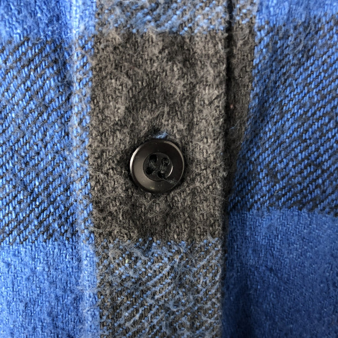 90'S Five Brother Buffalo Check Long Sleeve Flannel Check Shirt Men's XL Vintage cotton blue type Vintage Second Hand