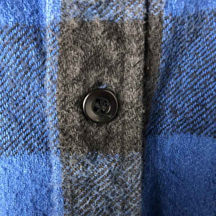 90'S Five Brother Buffalo Check Long Sleeve Flannel Check Shirt Men's XL Vintage cotton blue type Vintage Second Hand