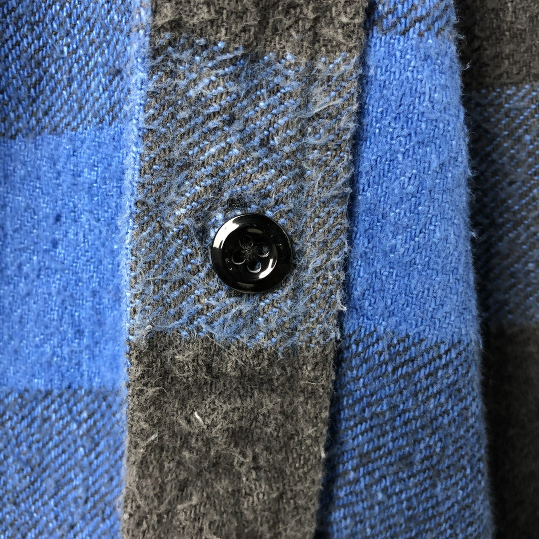 90'S Five Brother Buffalo Check Long Sleeve Flannel Check Shirt Men's XL Vintage cotton blue type Vintage Second Hand