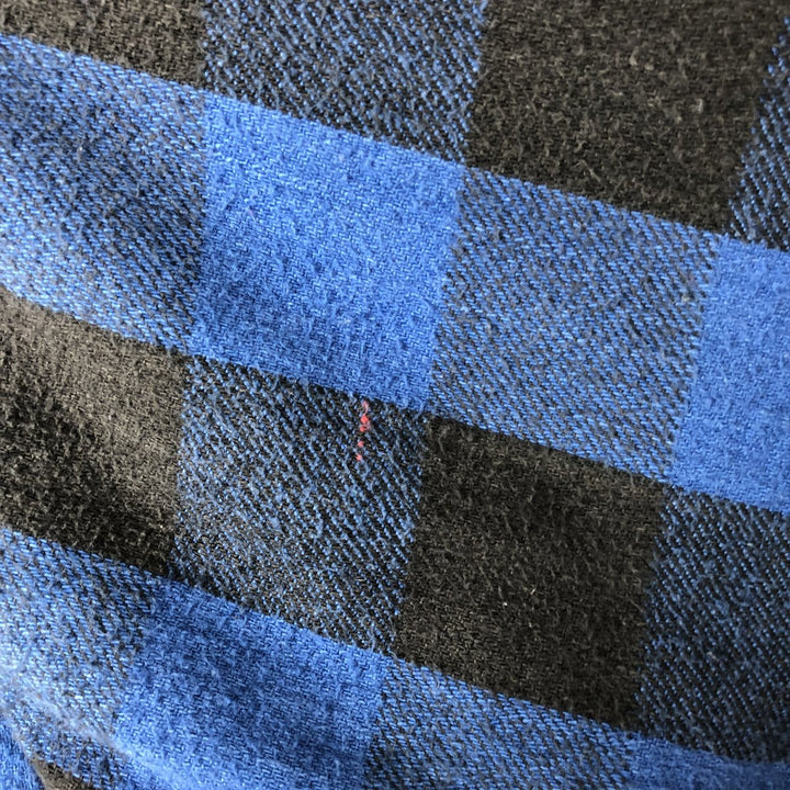 90'S Five Brother Buffalo Check Long Sleeve Flannel Check Shirt Men's XL Vintage cotton blue type Vintage Second Hand