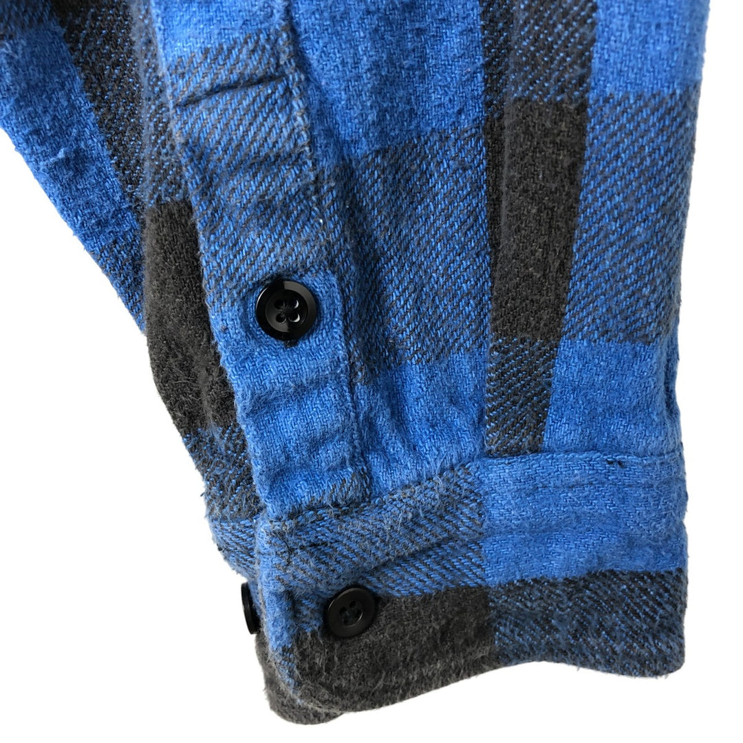 90'S Five Brother Buffalo Check Long Sleeve Flannel Check Shirt Men's XL Vintage cotton blue type Vintage Second Hand